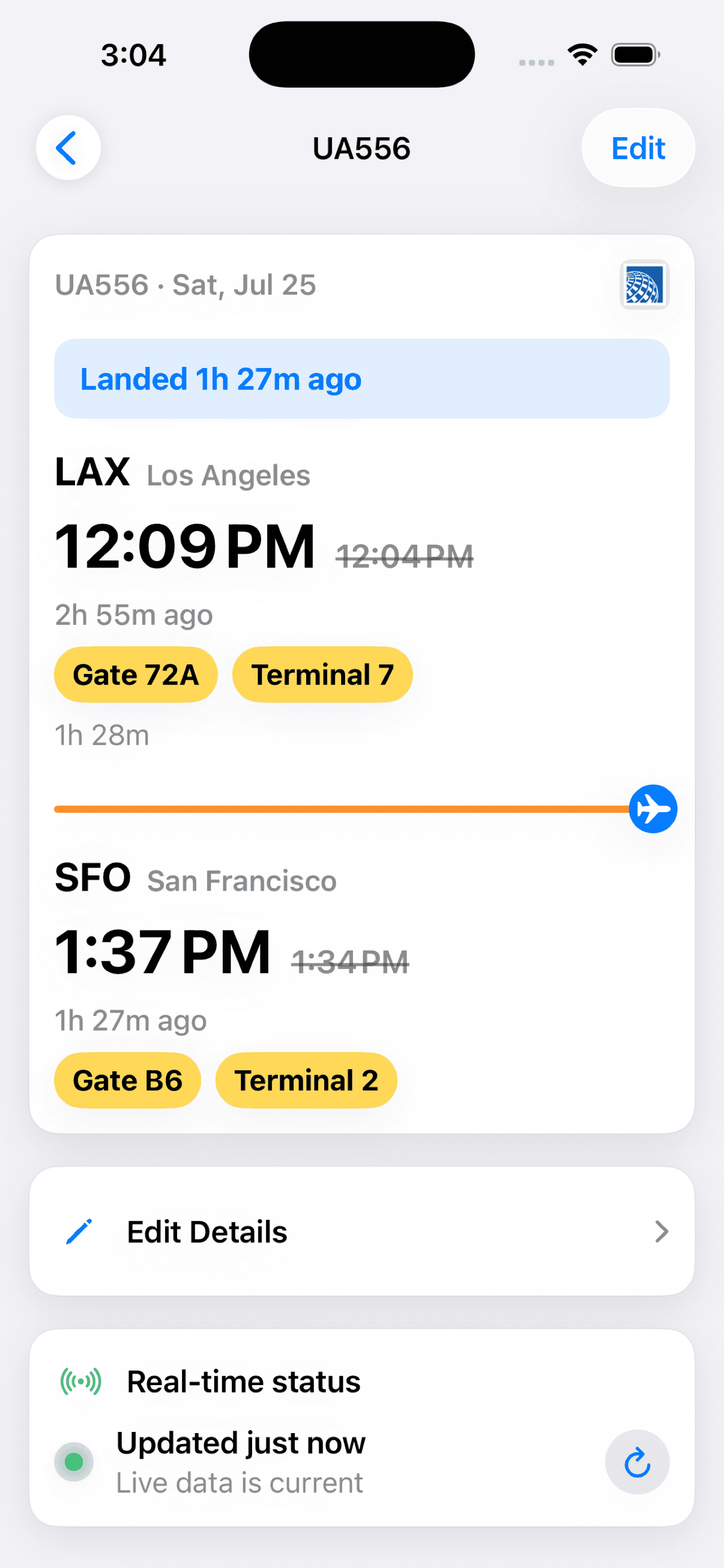 Family Bee live flight status with gates and times